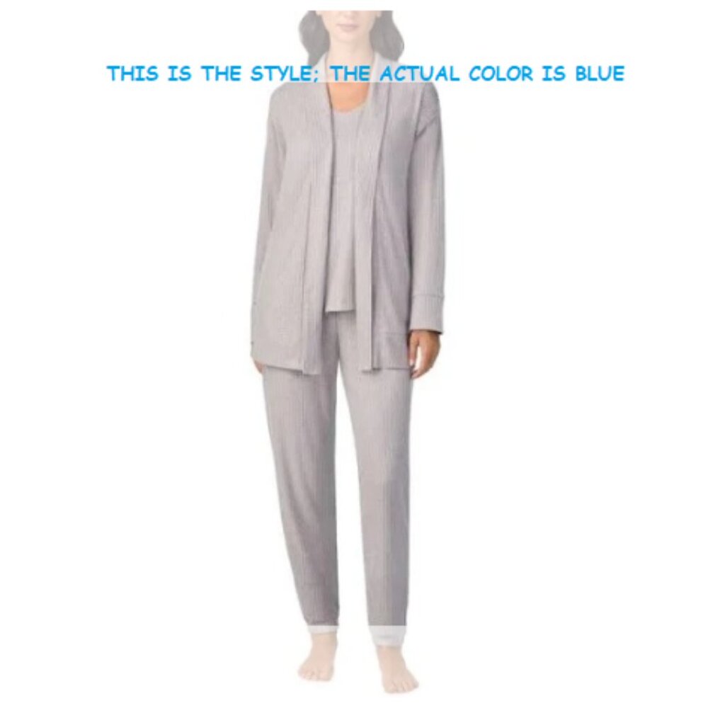 Cudl Duds 3-Piece Lounge Set NWT Soft Knit Pajama Cardigan Tank Top Pants LARGE - Picture 2 of 7